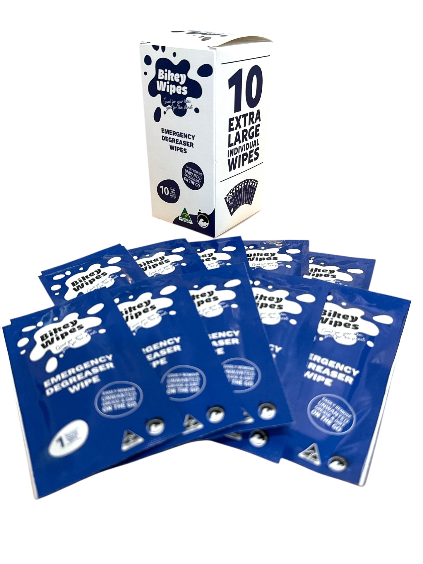 Bikey Wipes Emergency Degreaser Wipes - Box of 10